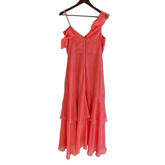 BCBGENERATION Women’s High Low Tiered Ruffled Asymmetric Maxi Dress Coral Size 8 - Picture 7 of 12
